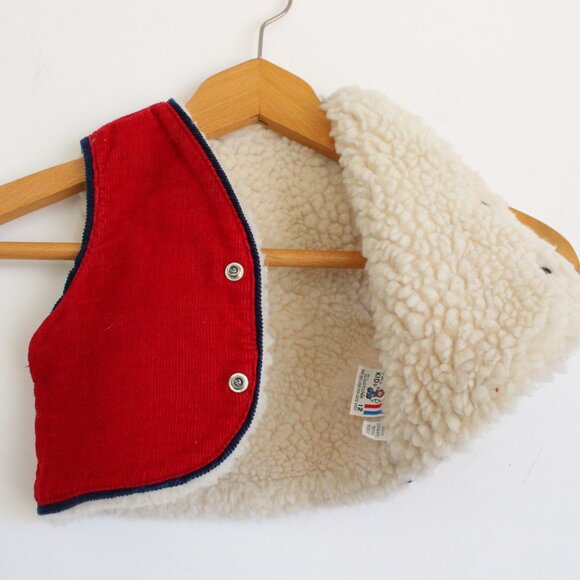 Vtg Billy The Kid Corduroy Vest Snap Front Faux Sherpa Lined Western Red 12 Mo - Picture 5 of 5